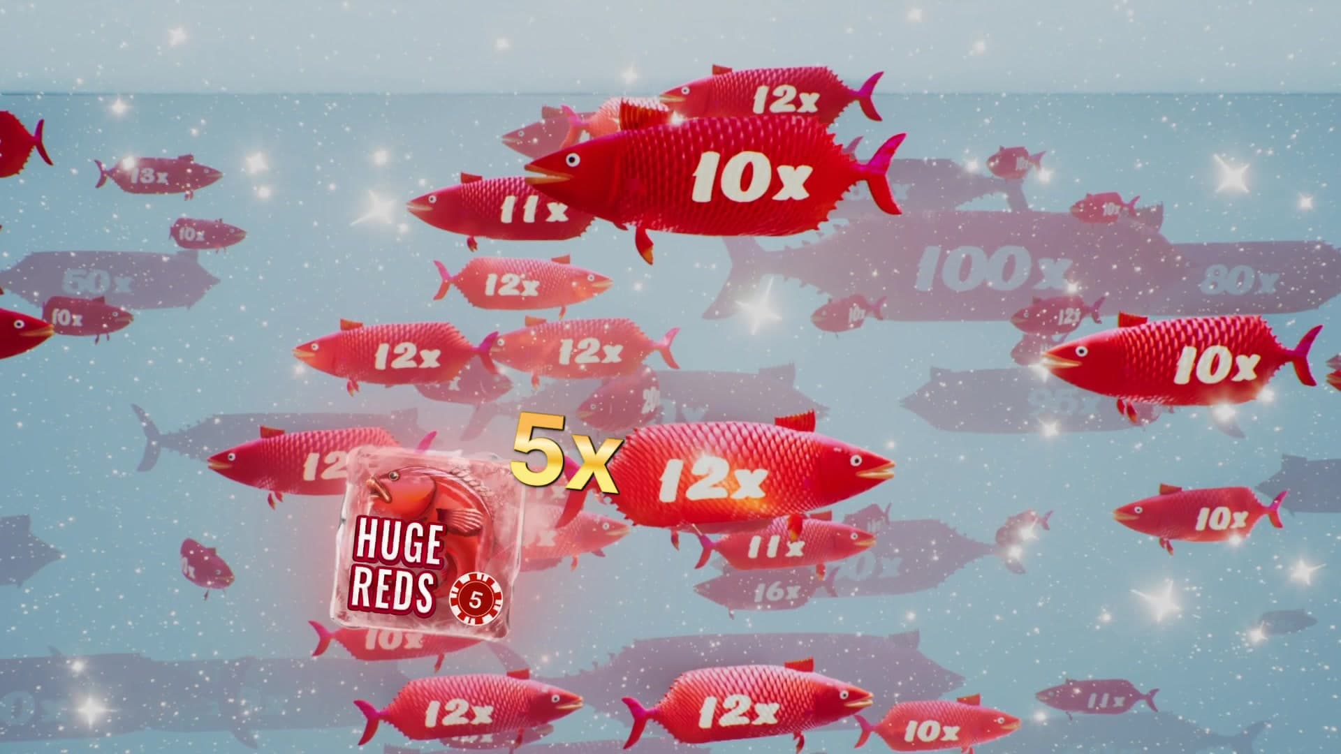 Huge Reds fish carrying multipliers beneath the ice